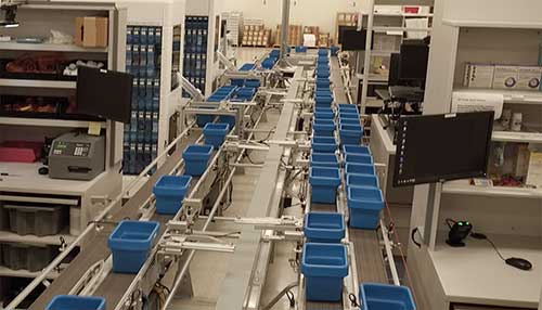 Image of a Central Fill pharmacy automation line