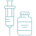 A syringe and medication bottle