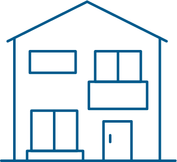 Icon of a two-story house with multiple windows and a front door.