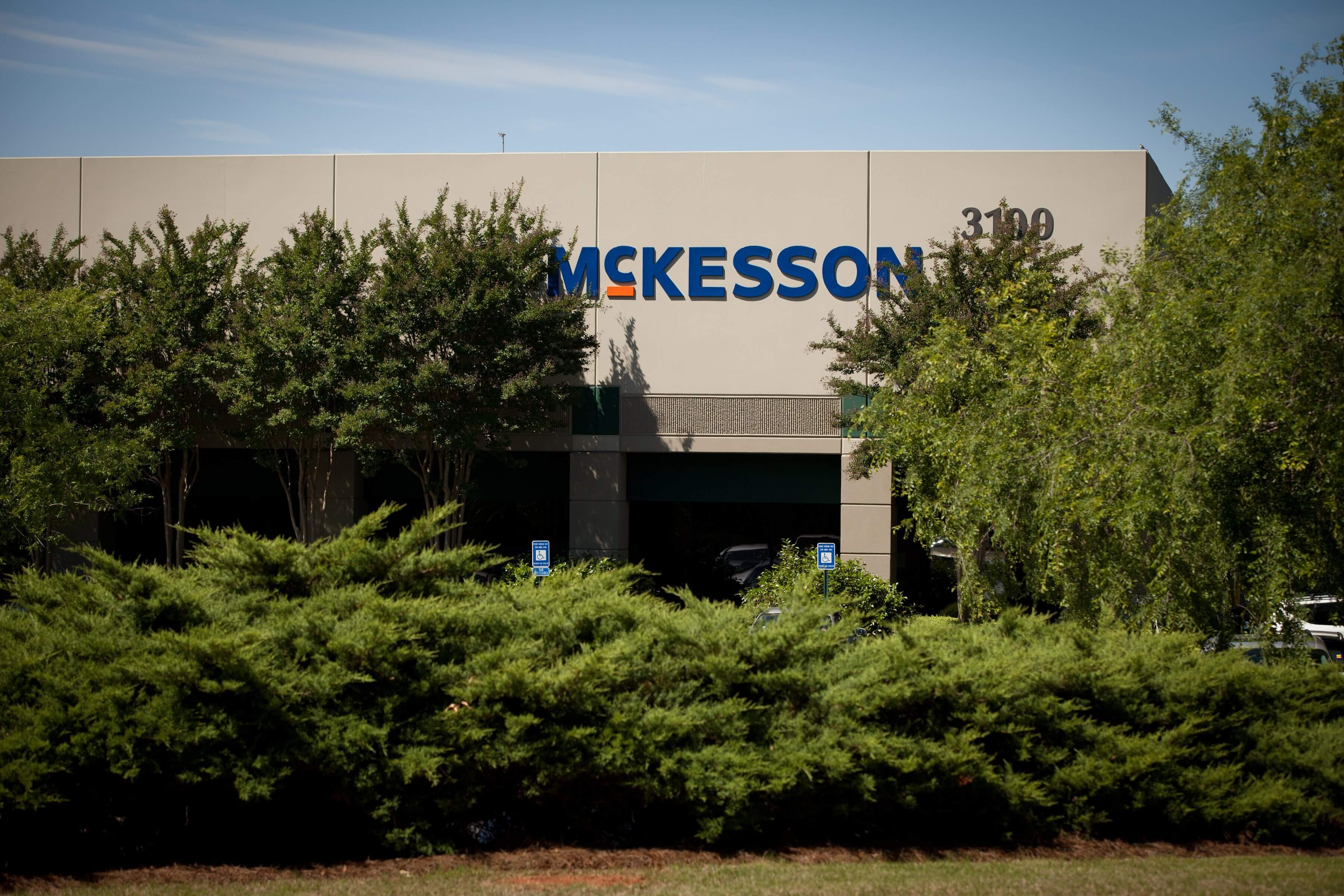 McKesson building with trees and bushes in front, located at 3100.