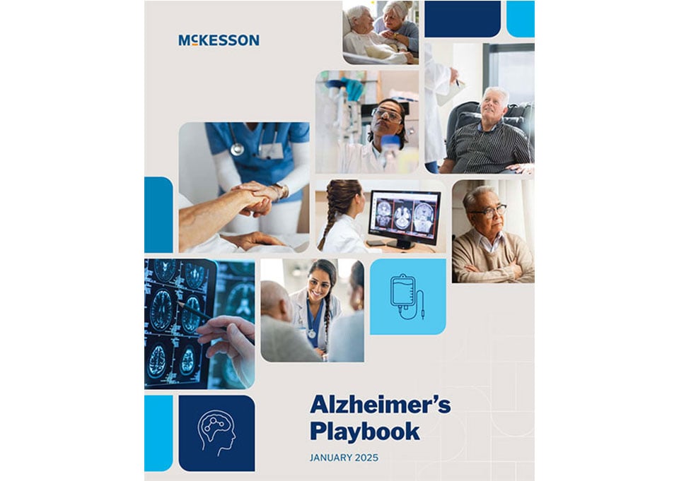 Collage of medical professionals and patients with Alzheimer's Playbook January 2025 cover.