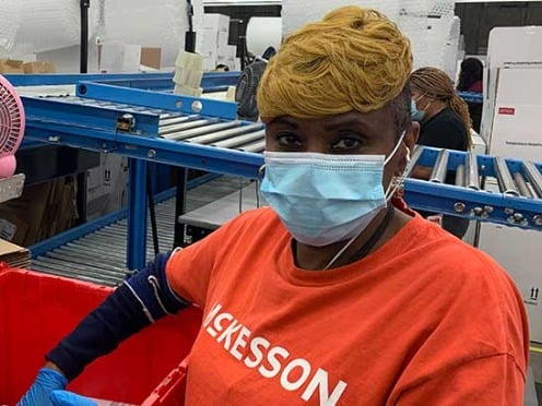 A McKesson employee in a distribution facility