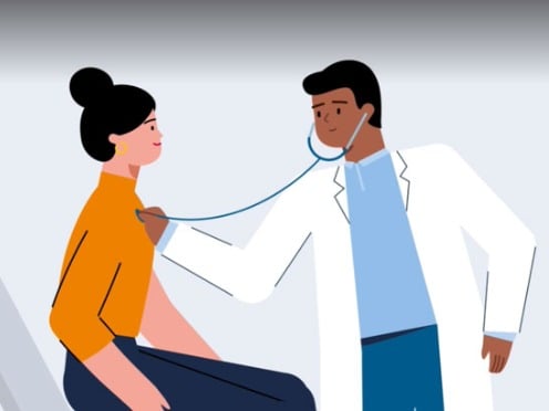 Graphic of a doctor examining a patient