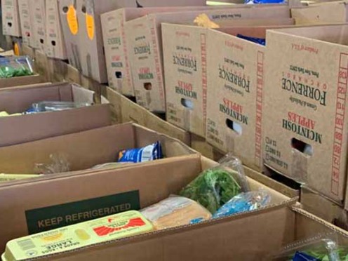 Image showing boxes of food donated to a food bank.