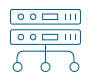Two stacked servers with network connections