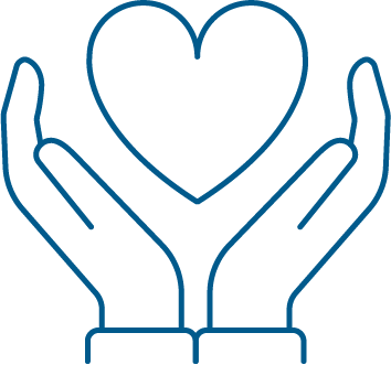 Icon of two hands holding a heart symbol.