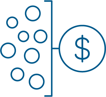 Icon of data transforming into a dollar sign