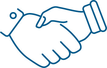 Icon of two hands shaking in agreement.